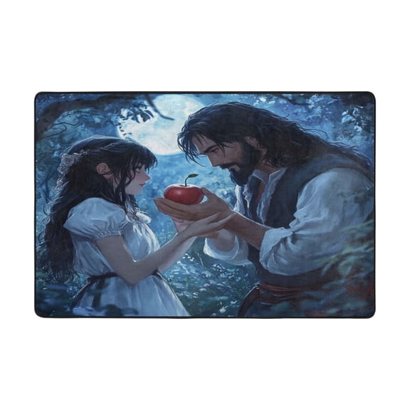 WOBOGO Couple Sharing Apples Together Carpet Non-Slip Rugs Soft Doormat 72×48in Living Dining Room Bedroom Decorative