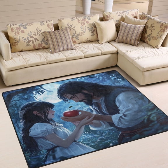 WOBOGO Couple Sharing Apples Together Carpet Non-Slip Rugs Soft Doormat 80×58in Living Dining Room Bedroom Decorative