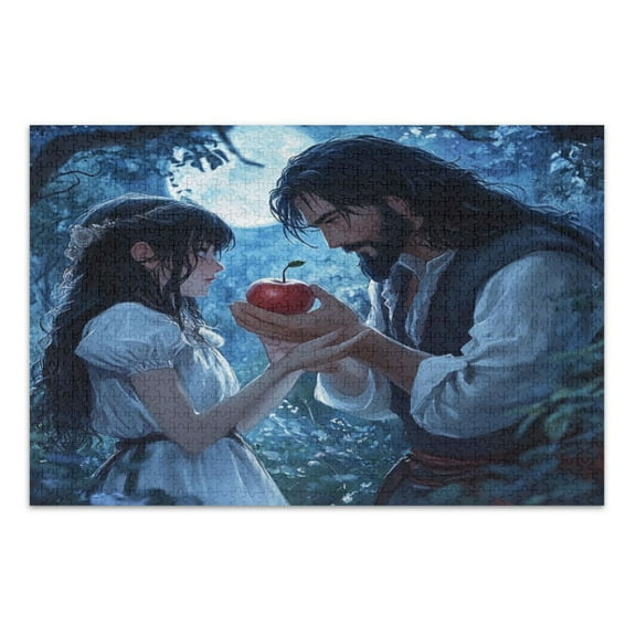 WOBOGO Couple Sharing Apples Together Jigsaw Puzzle Challenge 500 Piece Jigsaw Suitable for Game Night Finished Size 20.5 x 14.9in