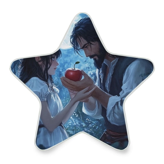 WOBOGO Couple Sharing Apples Together LED Star Night Light 0.2 Watt Wall Plug Dusk to Dawn Auto Switch Adjustable Brightness Soft White Light