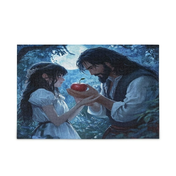 WOBOGO Couple Sharing Apples Together Puzzle Challenge 500 Piece Jigsaw Suitable for Game Night Finished Size 20.5 x 14.9in