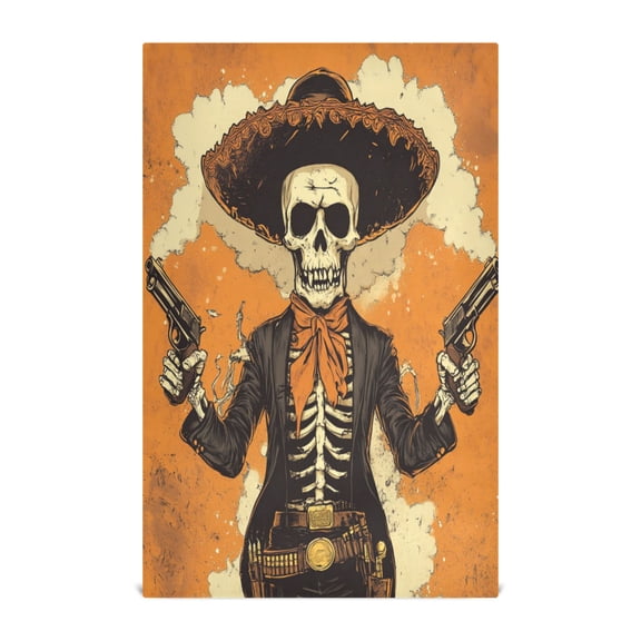 WOBOGO Cowboy Skull Kitchen Towel 1 Piece Large Cotton Dishcloth Premium Absorbency Set with Hanging Loop