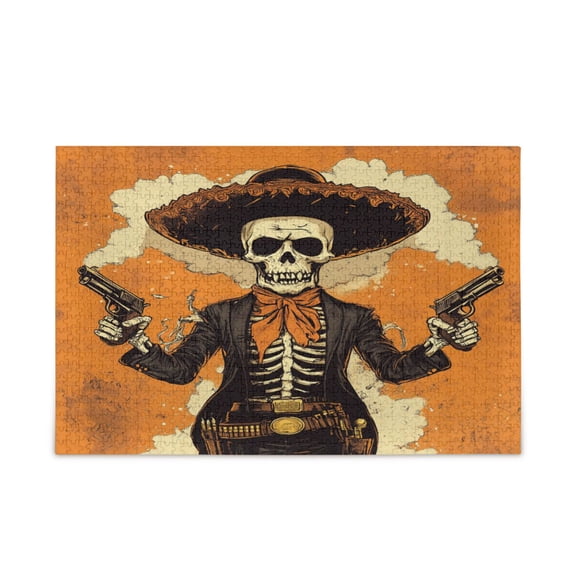 WOBOGO Cowboy Skull Puzzle Challenge 1000 Piece Jigsaw Suitable for Game Night Finished Size 29.5 x 19.7in