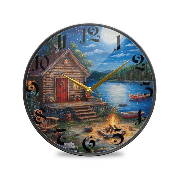 WOBOGO Cozy Chalet Acrylic Wall Clock Battery Operated 9.5in Silent No Tick Bedroom Living Room Office Classroom Decoration