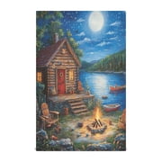 WOBOGO Cozy Chalet Kitchen Towel 1 Piece Large Cotton Dishcloth Premium Absorbency Set with Hanging Loop