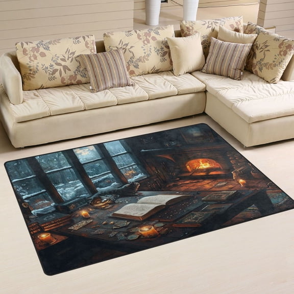 WOBOGO Cozy Fireplace Room Carpet Non-Slip Rugs Soft Doormat 31×20in Living Dining Room Bedroom Decorative