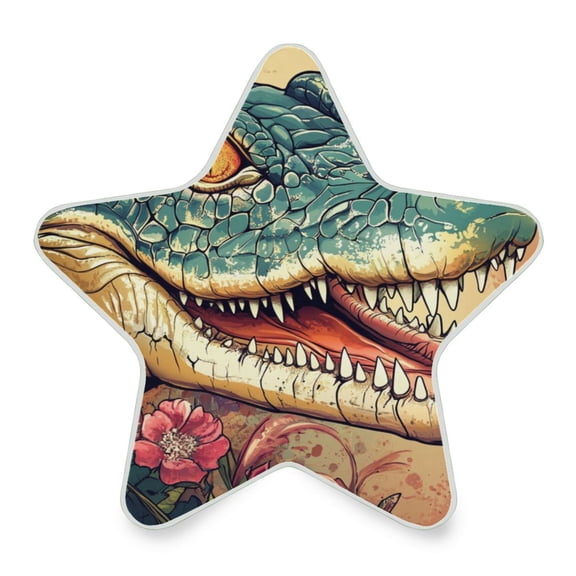 WOBOGO Crocodile Illustration in Realistic Style LED Star Night Light 0.2 Watt Wall Plug Dusk to Dawn Auto Switch Adjustable Brightness Soft White Light