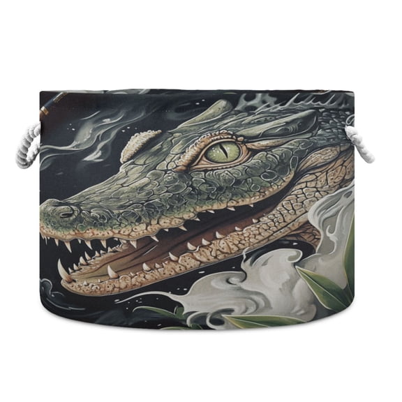 WOBOGO Crocodile Illustration in Realistic Style Toy Storage Basket 2014in Canvas Laundry Hamper for Living Room Kids Room Bathroom Organizer