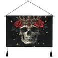thumbnail image 1 of WOBOGO Crown Skull Black Pattern Living Room Canvas Wall Art Bedroom Study Framed Canvas Print Artwork Home Office Decorations 24.5×16.7in, 1 of 6