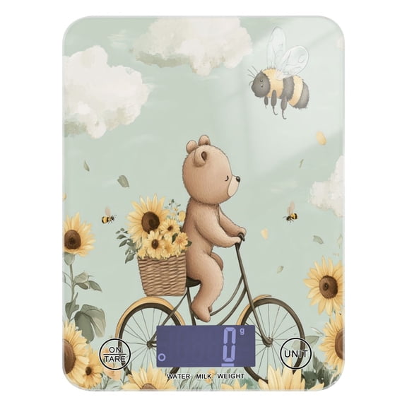 WOBOGO Cut Bear Riding Bicycle Kitchen Scale Digital Gram and Ounce Weighing for Cooking Baking Ketogenic Diet Meal Prep