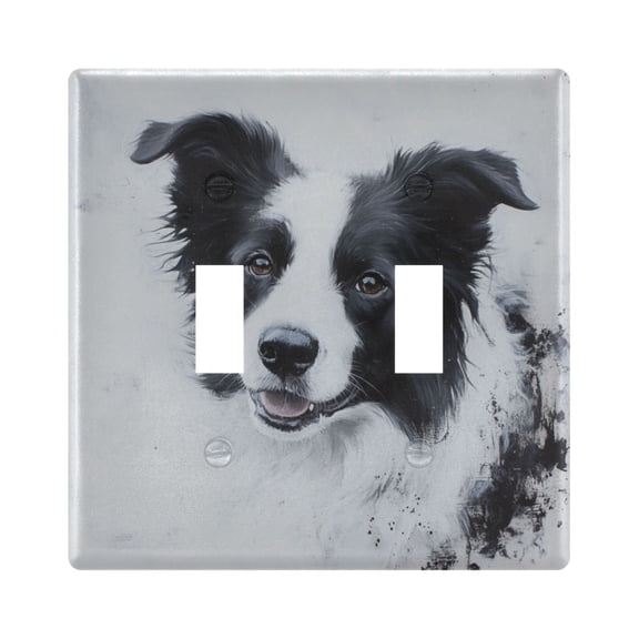 WOBOGO Cute Border Collie 2-hole Switch Plates PC Flame Retardant Plastic Material Glossy Finish Smooth Touch 4.56x4.48x0.27in