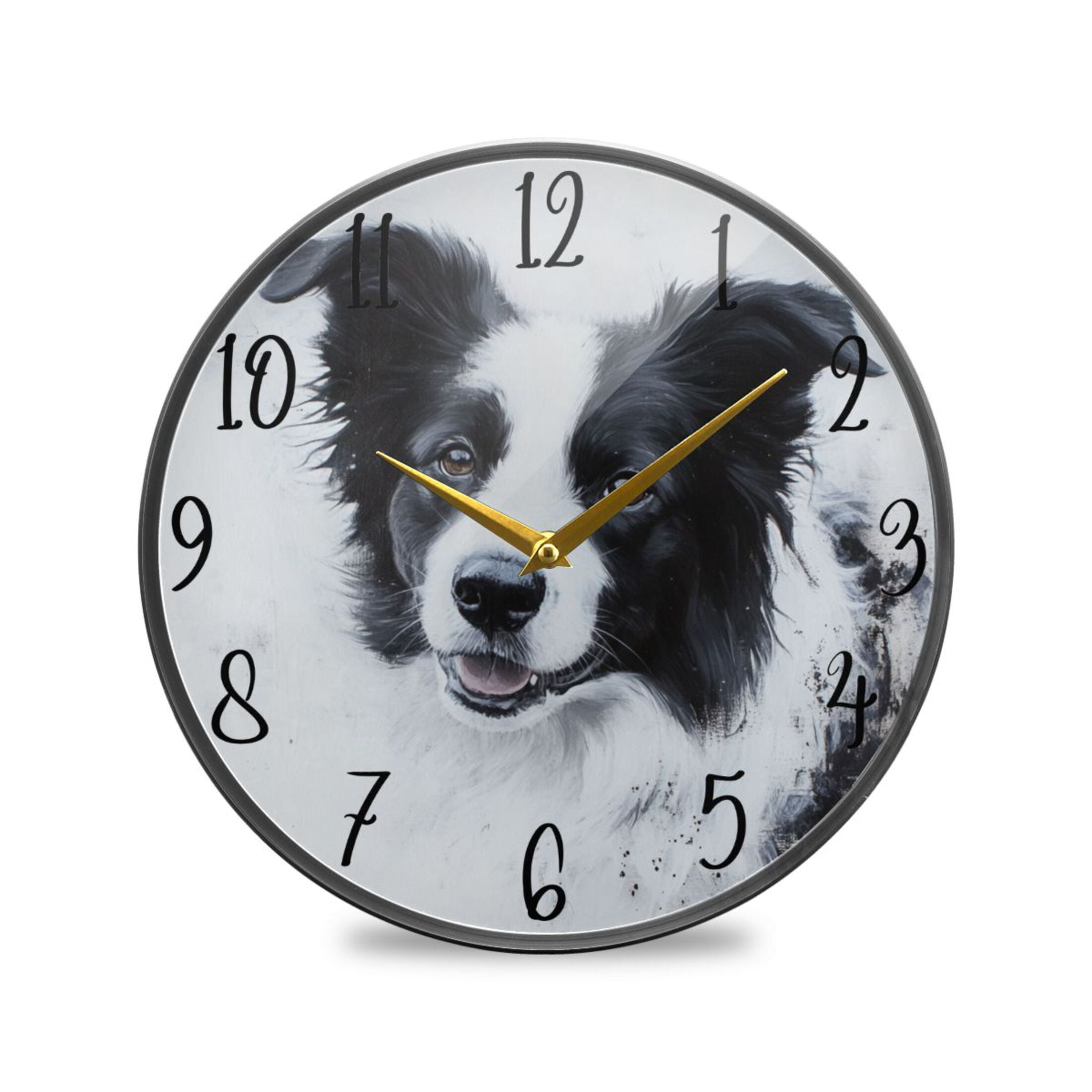 WOBOGO Cute Border Collie Acrylic Wall Clock Battery Operated 9.5in ...
