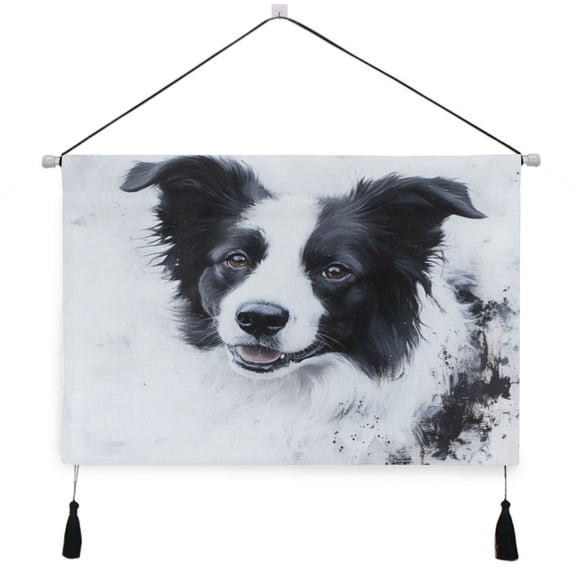 WOBOGO Cute Border Collie Living Room Canvas Wall Art Bedroom Study Framed Canvas Print Artwork Home Office Decorations 24.516.7in
