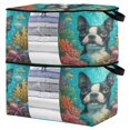 thumbnail image 1 of WOBOGO Cute Boston Terrier Clothes Storage 2Pack Foldable Thick Fabric Blanket Organizer Bag with Handle 21.65×13.78×12.4in, 1 of 7