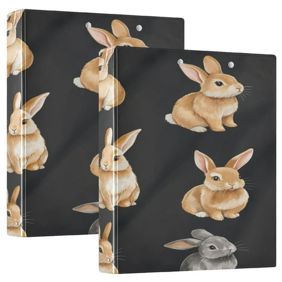 WOBOGO Cute Bunny Pet Rabbit File Folders Extra Large Capacity to Hold 200 Sheets of Documents Hard Shell Ring Binder for School Home Office