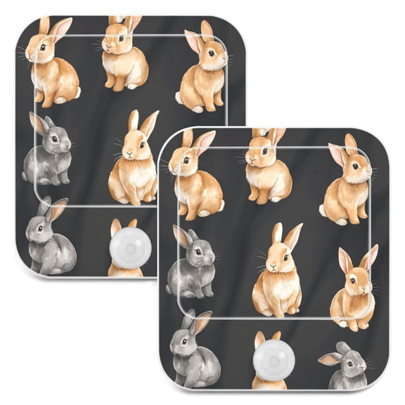 WOBOGO Cute Bunny Pet Rabbit Night Light Lamp with Smart Sensor Dusk to Dawn Sensor 0.6W Plug-in 2-Pack