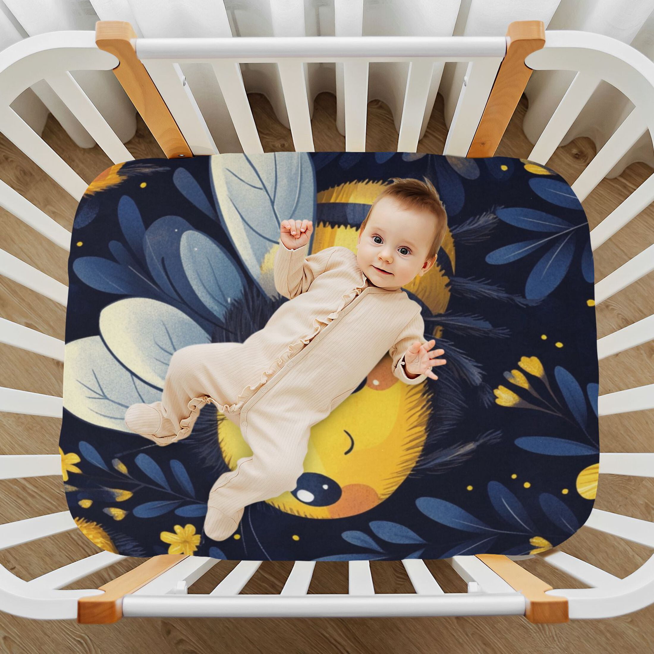 WOBOGO Cute Cartoon Bumble Bee Pattern Baby Crib Sheets Super Soft ...