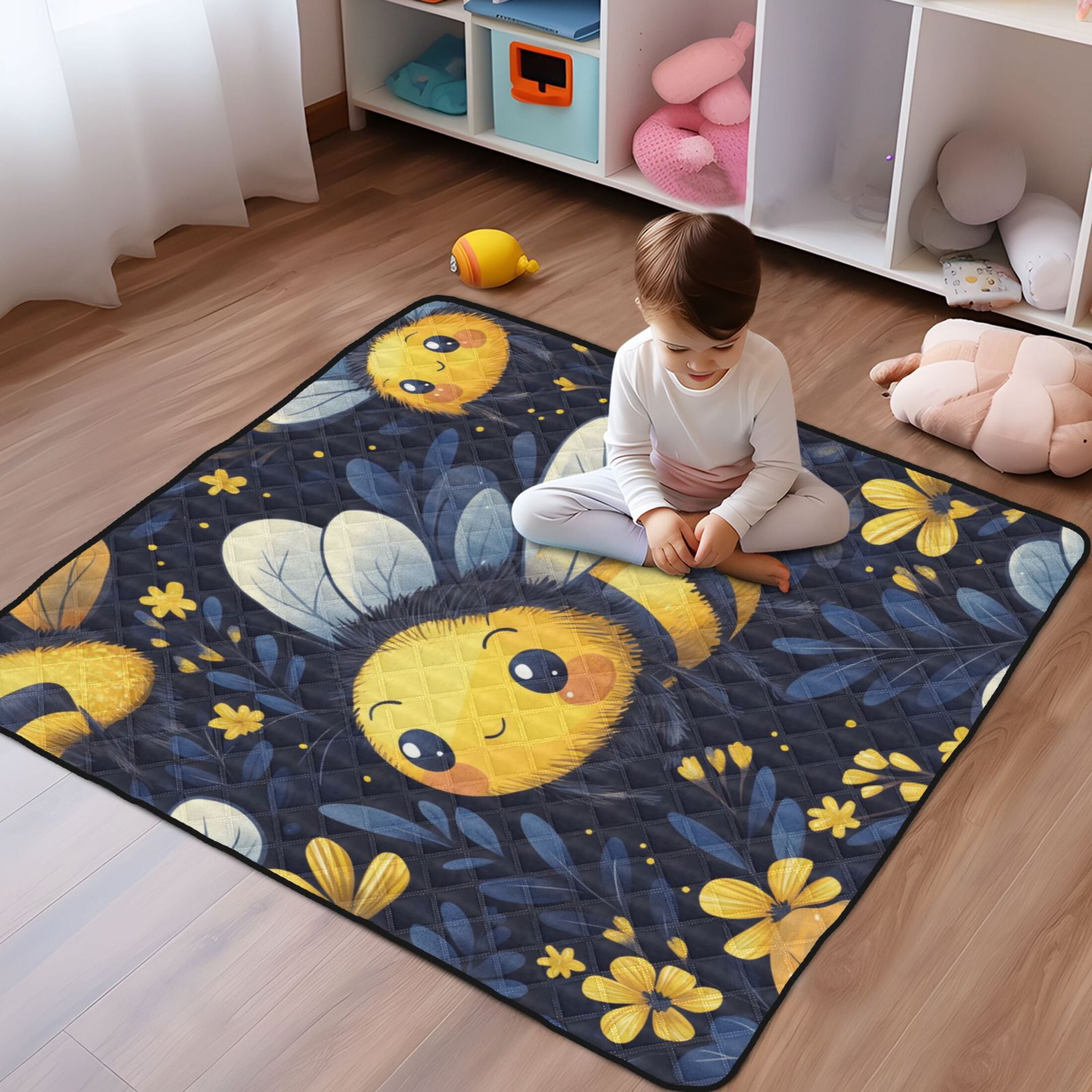 WOBOGO Cute Cartoon Bumble Bee Pattern Baby Playmats Extra Large ...