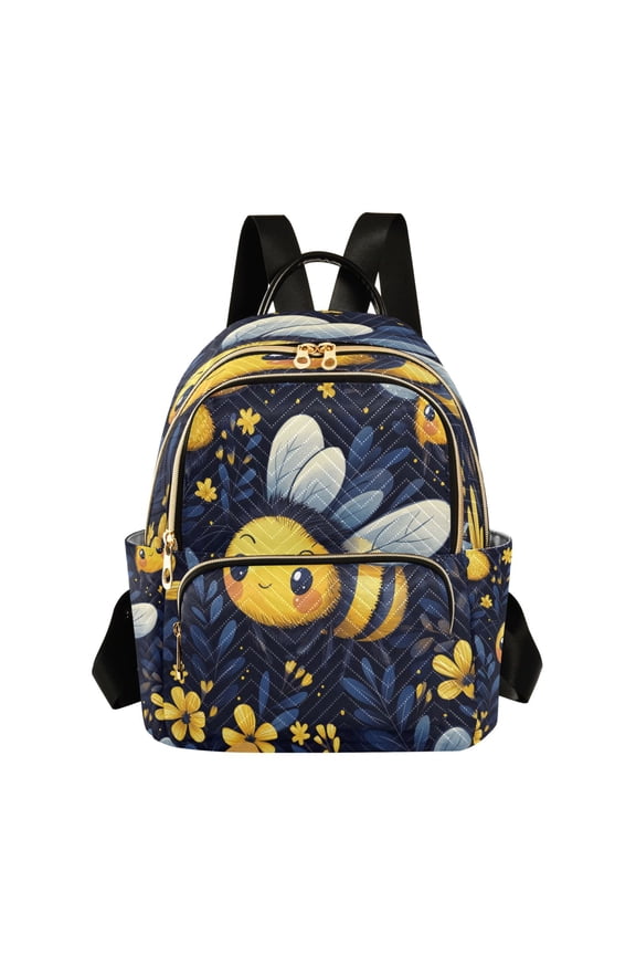 Cute Cartoon Bumble Bee Pattern Butterfly Backpack Durable Lightweight Shoulder Bag Built-in Laptop Sleeve and Multiple Utility Compartments