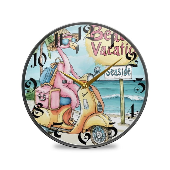 WOBOGO Cute Cartoon Flamingo Acrylic Wall Clock Battery Operated 11.9in Silent No Tick Bedroom Living Room Office Classroom Decoration