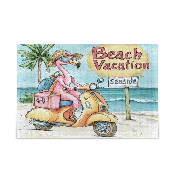 WOBOGO Cute Cartoon Flamingo Puzzle Challenge 500 Piece Jigsaw Suitable for Game Night Finished Size 20.5 x 14.9in