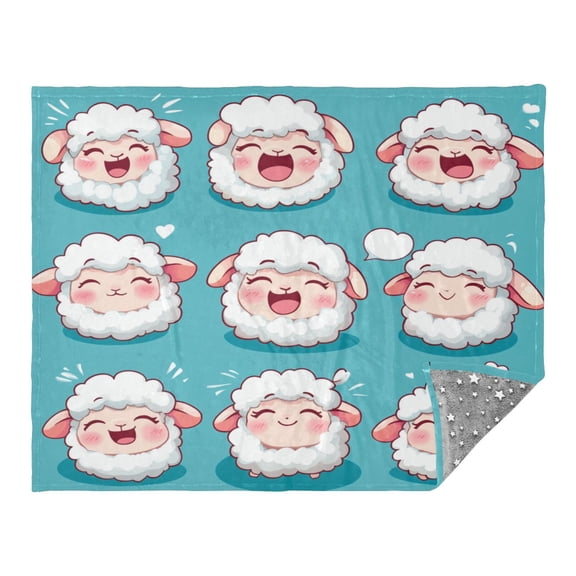 WOBOGO Cute Cartoon Fuffy Sheep Facecloth Blanket Fluorescent Effect in The Dark Four Seasons of Comfortable and Soft Skin Friendly Sheet 7055in
