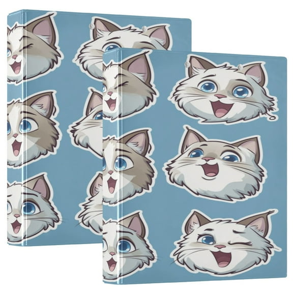 WOBOGO Cute Cartoon Ragdoll Cat File Folders Extra Large Capacity to Hold 200 Sheets of Documents Hard Shell Ring Binder for School Home Office