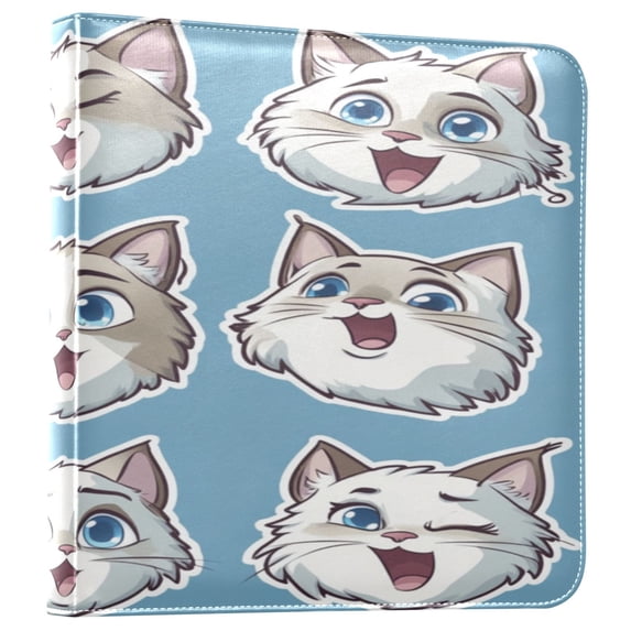 WOBOGO Cute Cartoon Ragdoll Cat Photo Albums 20 pages large capacity DIY self-adhesive page PU leather cover for family wedding anniversary baby vacation photos 24×11.8in