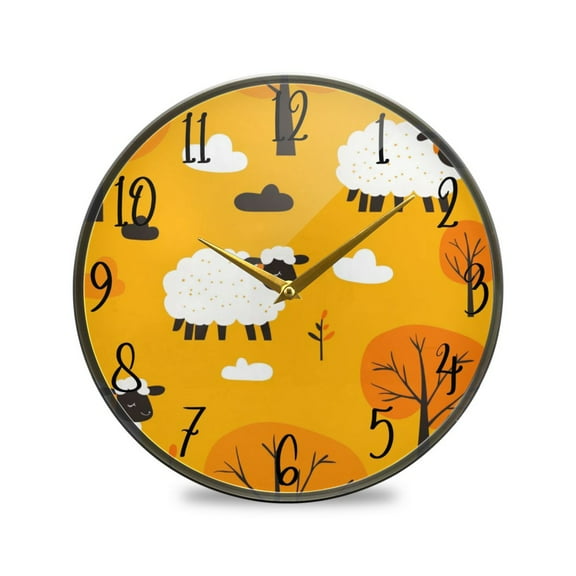 WOBOGO Cute Cartoon Sheep Acrylic Wall Clock Battery Operated 9.5in Silent No Tick Bedroom Living Room Office Classroom Decoration