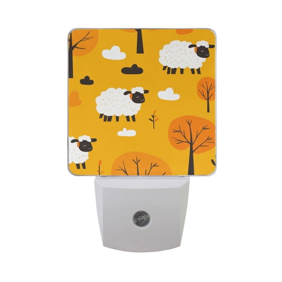 WOBOGO Cute Cartoon Sheep LED Night Light 2 Pcs Set 0.5 Watt Wall Plug in Dusk to Dawn Automatic Switch Soft White Light