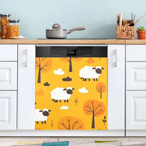 WOBOGO Cute Cartoon Sheep Magnetic Dishwasher Sticker Personalized DIY Beautiful and Practical Home Kitchen Decorations2316in.