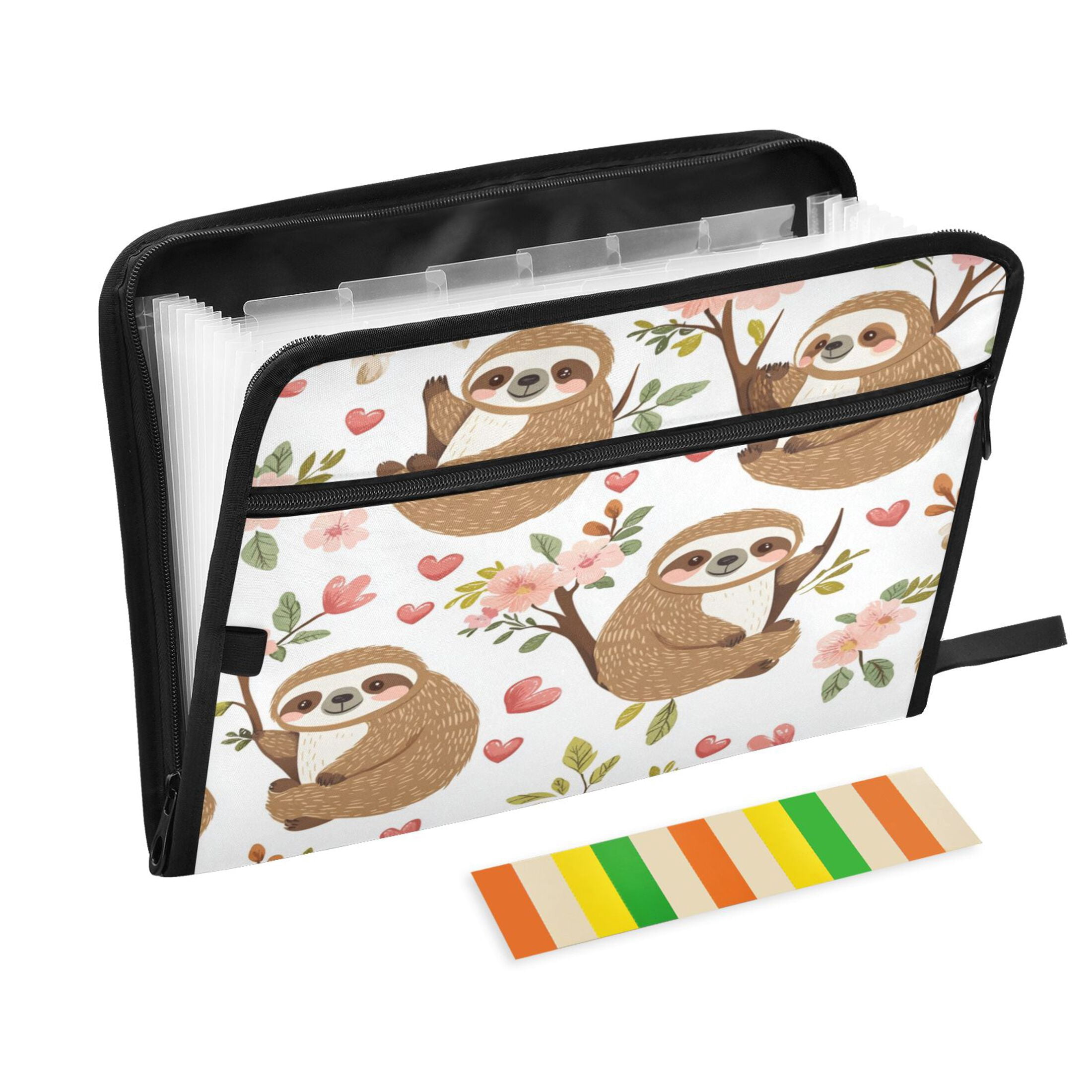 WOBOGO Cute Cartoon Sloth Pattern with Hearts and Flowers Expanding ...