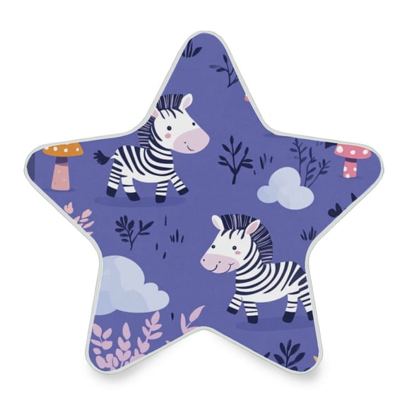WOBOGO Cute Cartoon Zebra Pattern with Purple Background LED Star Night Light 0.2 Watt Wall Plug Dusk to Dawn Auto Switch Adjustable Brightness Soft White Light