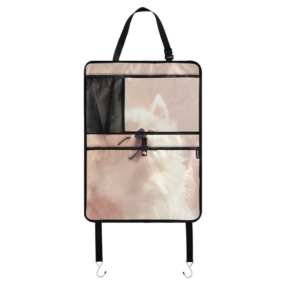 WOBOGO Cute Chihuahua Dog Backseat Car Organizer Footed Universal Car with Touch Screen Tablet Holder Rear Seat Protector