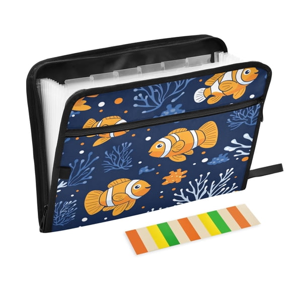 WOBOGO Cute Clownfish Pattern Expanding File Folder Letter Size Accordion Filing Organizer 13 Pocket Separate Organ Pocket