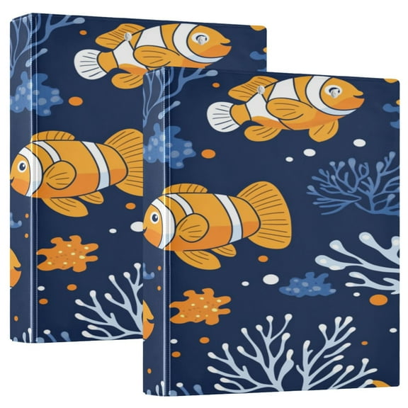 WOBOGO Cute Clownfish Pattern File Folders Extra Large Capacity to Hold 200 Sheets of Documents Hard Shell Ring Binder for School Home Office