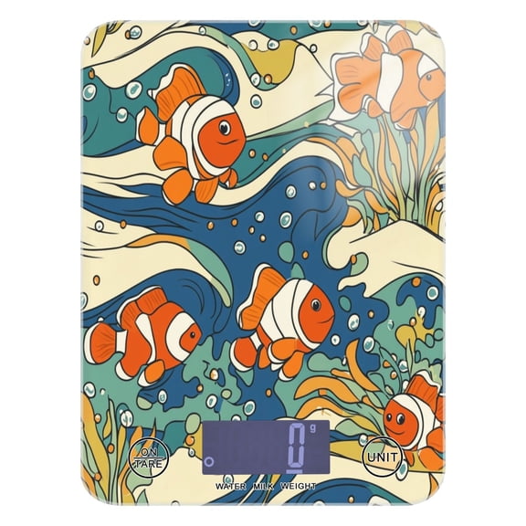 WOBOGO Cute Clownfish Patterns Kitchen Scale Digital Gram and Ounce Weighing for Cooking Baking Ketogenic Diet Meal Prep