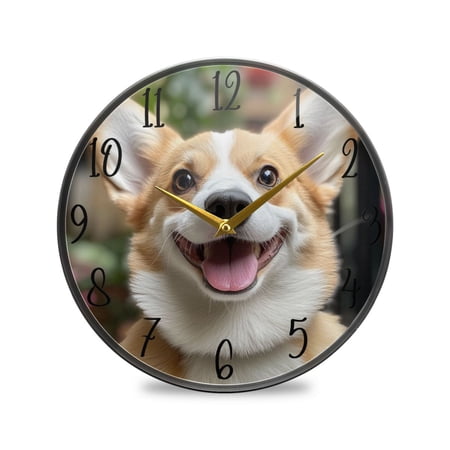 WOBOGO Cute Corgi Acrylic Wall Clock Battery Operated 11.9in Silent No Tick Bedroom Living Room Office Classroom Decoration
