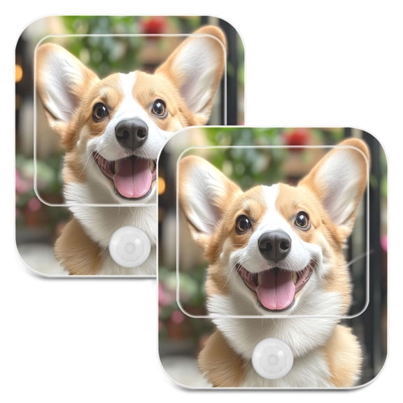 WOBOGO Cute Corgi Night Light Lamp with Smart Sensor Dusk to Dawn Sensor 0.6W Plug-in 2-Pack