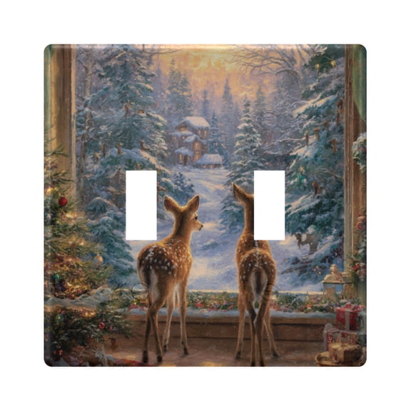 WOBOGO Cute Deer 2-hole Switch Plates PC Flame Retardant Plastic Material Glossy Finish Smooth Touch 4.56x4.48x0.27in