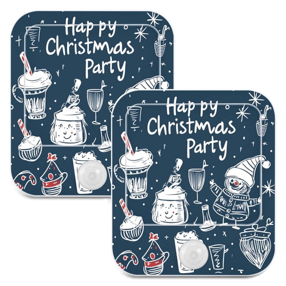 WOBOGO Cute Doodle Christmas Party Night Light Lamp with Smart Sensor Dusk to Dawn Sensor 0.6W Plug-in 2-Pack