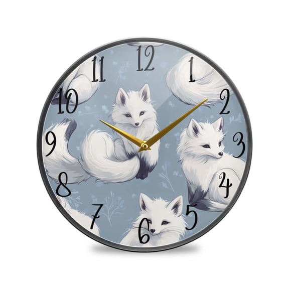 WOBOGO Cute Fox Acrylic Wall Clock Battery Operated 9.5in Silent No Tick Bedroom Living Room Office Classroom Decoration