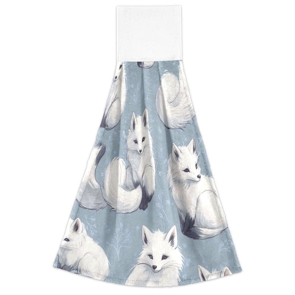 WOBOGO Cute Fox Hand Towel Set of 2 Absorbent for Kitchen and Bathroom With Velcro Hanging Loop 18.214in
