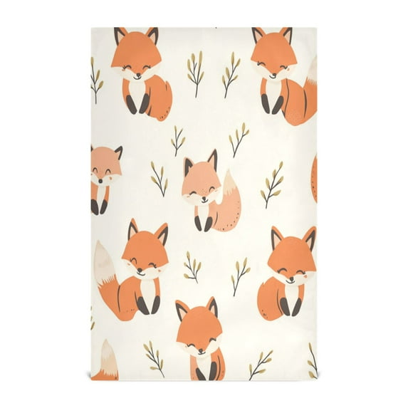 WOBOGO Cute Fox Kitchen Towel 1 Piece Large Cotton Dishcloth Premium Absorbency Set with Hanging Loop