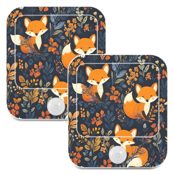 WOBOGO Cute Fox Pattern Night Light Lamp with Smart Sensor Dusk to Dawn Sensor 0.6W Plug-in 2-Pack