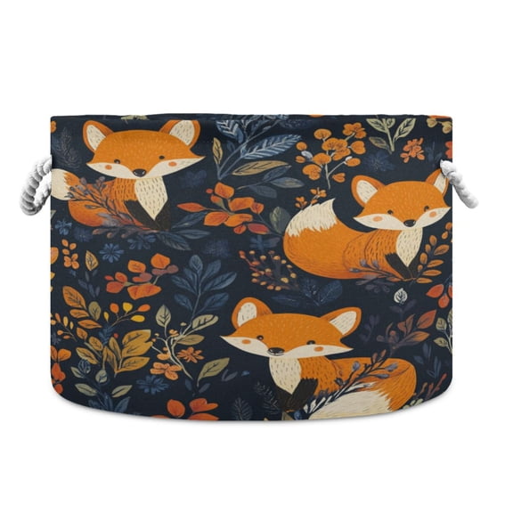 WOBOGO Cute Fox Pattern Toy Storage Basket 2014in Canvas Laundry Hamper for Living Room Kids Room Bathroom Organizer