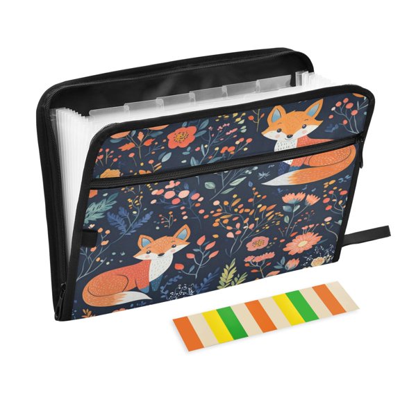 WOBOGO Cute Fox Patterns Expanding File Folder Letter Size Accordion Filing Organizer 13 Pocket Separate Organ Pocket
