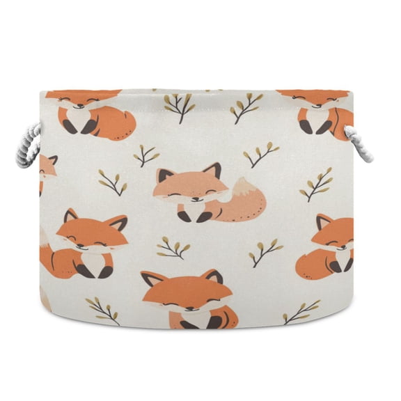 WOBOGO Cute Fox Toy Storage Basket 2014in Canvas Laundry Hamper for Living Room Kids Room Bathroom Organizer