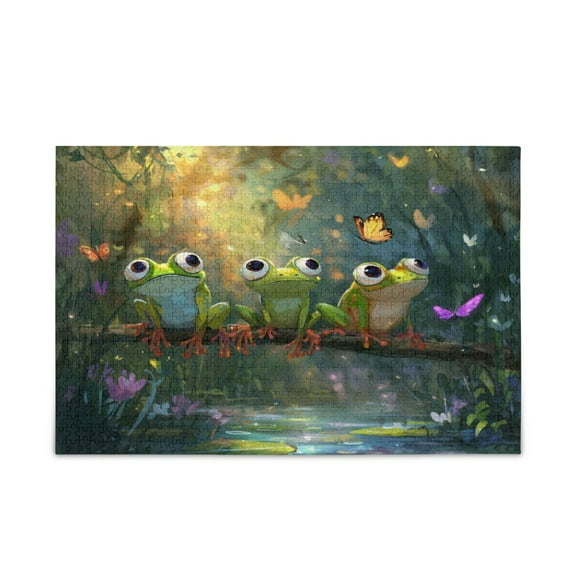 WOBOGO Cute Frog Puzzle Challenge 500 Piece Jigsaw Suitable for Game Night Finished Size 20.5 x 14.9in