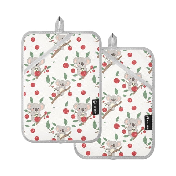 WOBOGO Cute Koala Oven Mitts 2 Piece Heat Resistant 338 Degrees F Square Insulation Pads for A Wide Range of Cooking Occasions